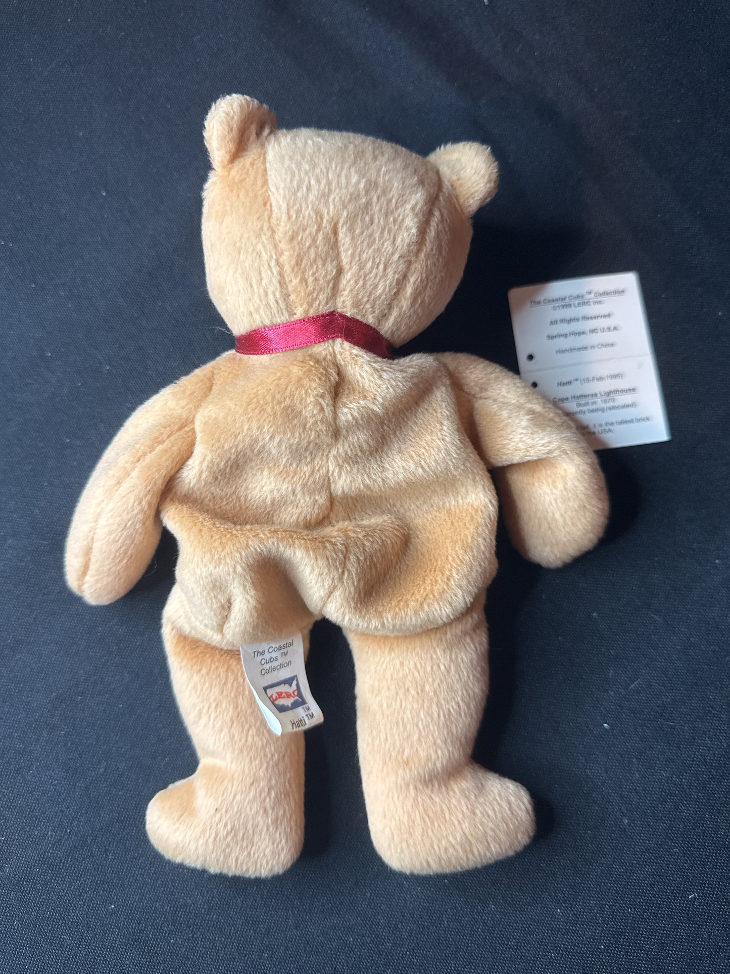 The Coastal Cubs HATTI Lighthouse Bear Beanie Plush Cape Hatteras LERC Tan 8" Tall