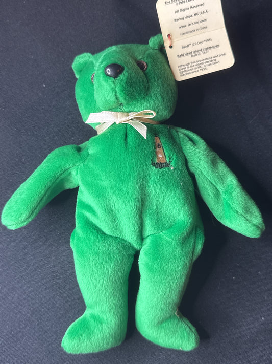 The Coastal Cubs BALDI Lighthouse Bear Beanie Plush Bald Head Island LERC Green 8" Tall