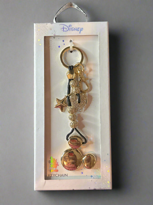 Disney Mickey Mouse Keychain With Heart & Star Charms New in Box