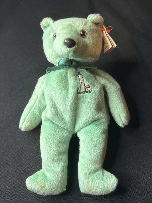 The Coastal Cubs BOSTI Lighthouse Bear Beanie Plush Boston Light LERC Green 8" Tall