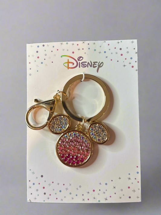 Disney Gold & Silver Mickey Mouse Keychain/Bag Charm PInk New in Package