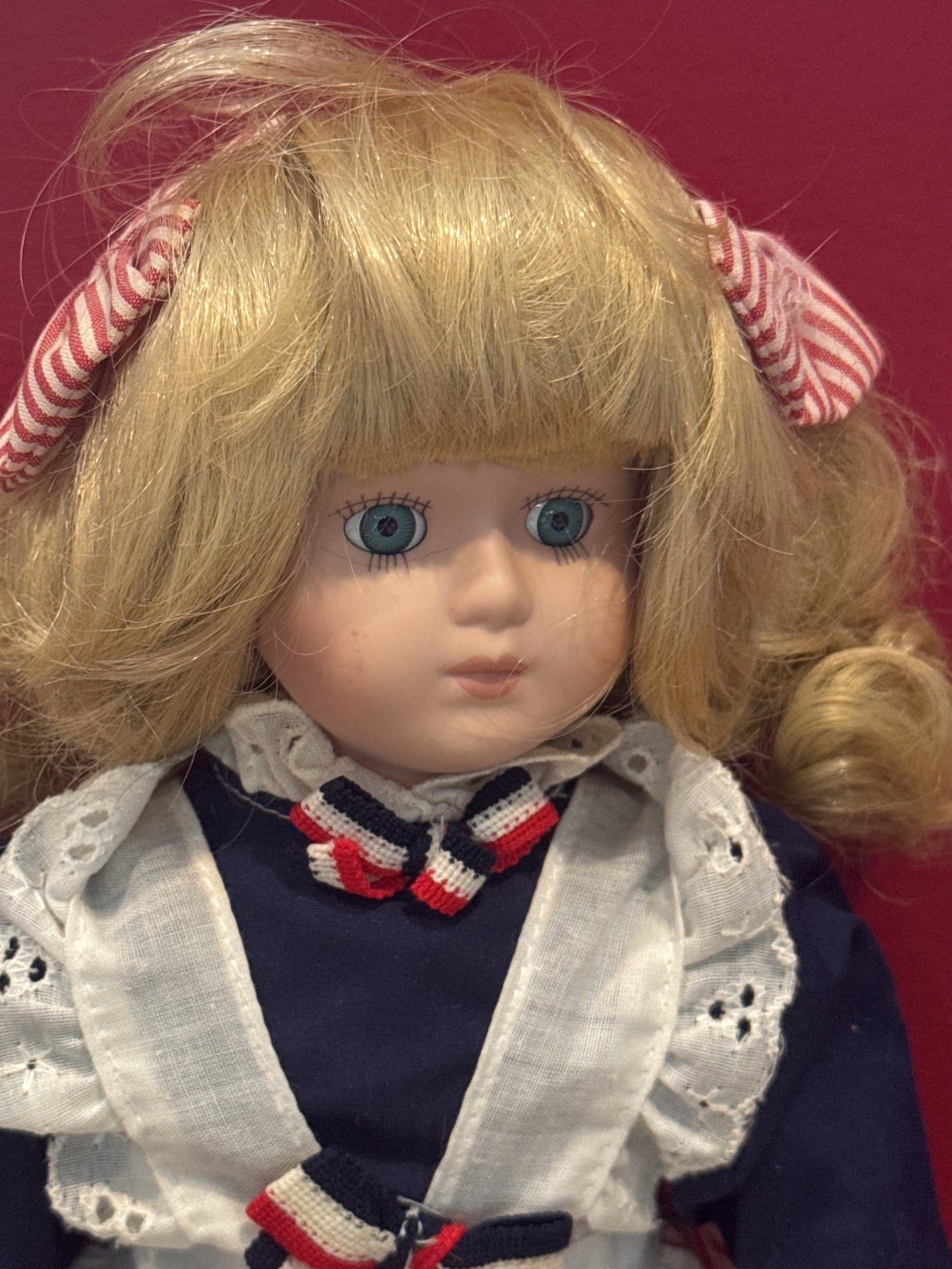Porcelain Collectible Doll Red White and Blue Patriotic Special Edition United States Tag 16" Tall