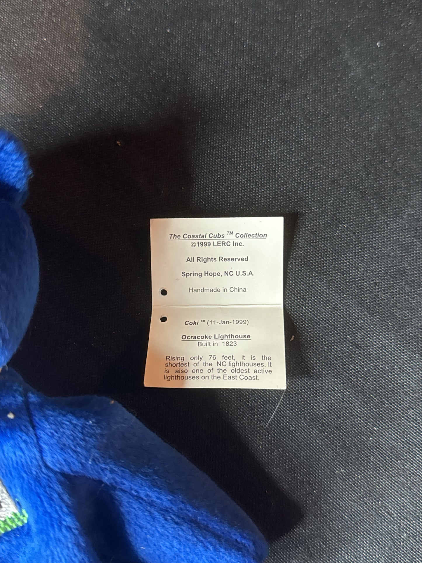 The Coastal Cubs COKI Lighthouse Bear Beanie Plush Ocracoke Lighthouse LERC Blue 8" Tall