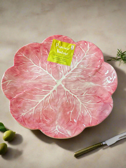 Primrose Vintage Melamine Pink Cabbage Leaf Plate 11" Wide New