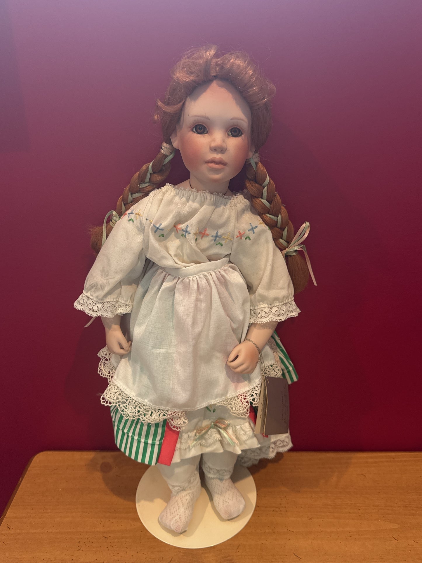 Danbury Mint 20" Porcelain Doll Molly By Peggy Dey Irish Redhead Girl Vintage