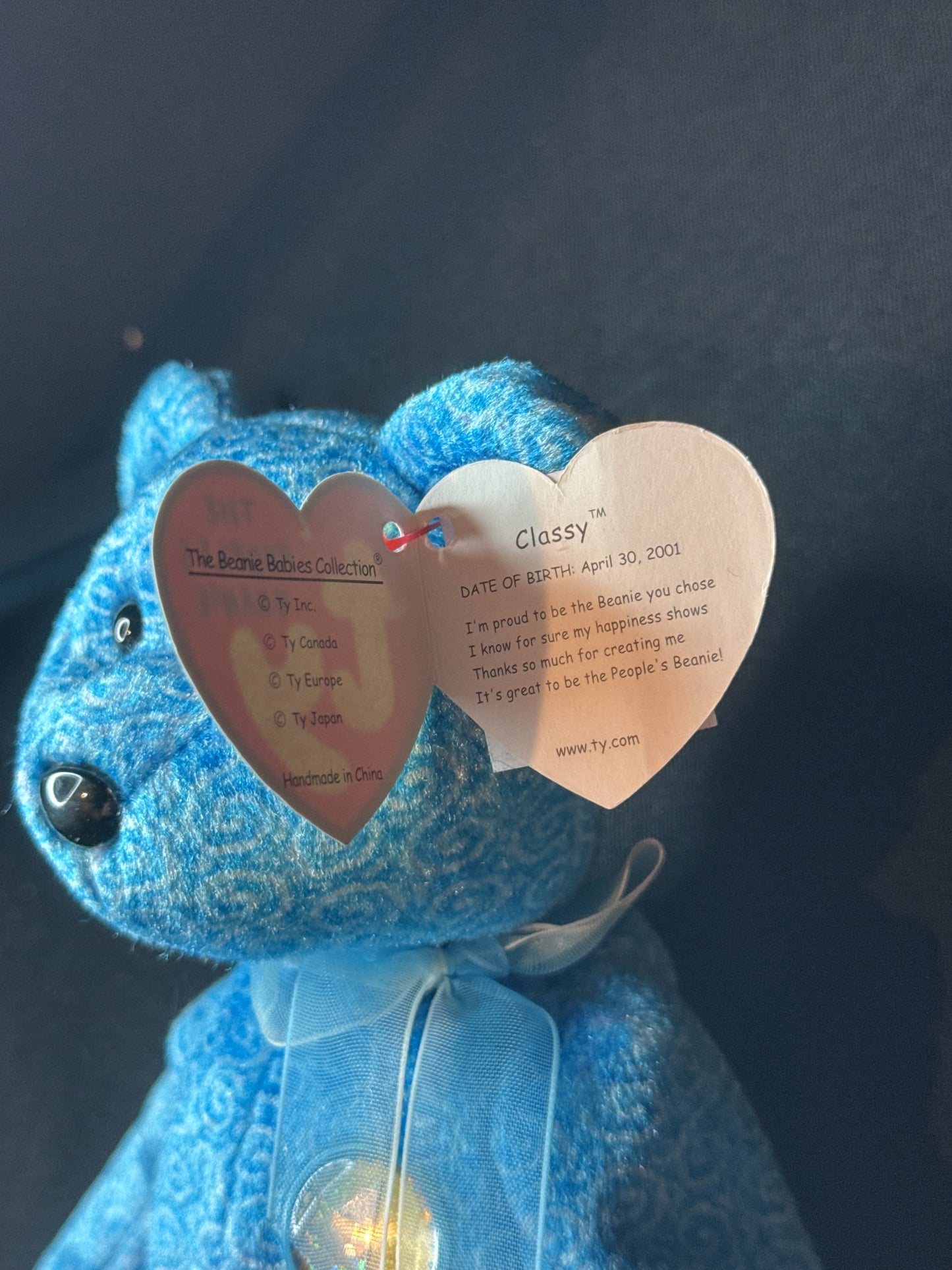 Ty Beanie Baby CLASSY the People's Beanie Bear, Pristine Condition w/ Tags