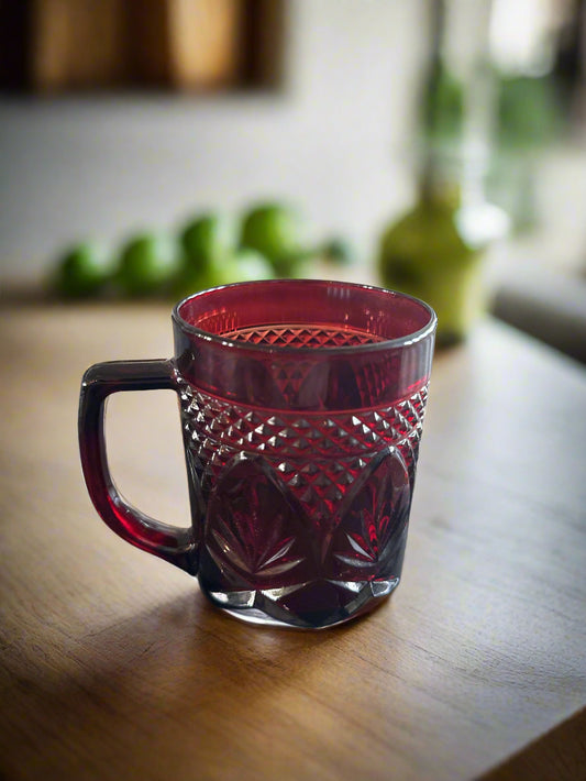 Cristal D'Arques Durand Antique Ruby Mug 3 7/8" Tall