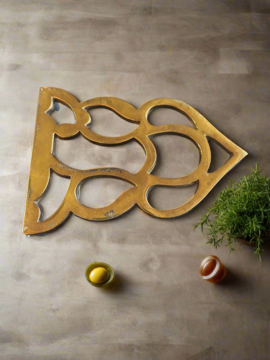 Vintage Brass Trivet Stand Hot Plate 6.75" Long x 5" Wide Iron Stand