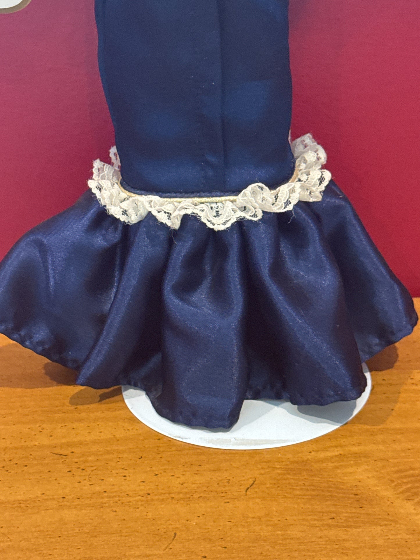Brass Key Victorian Collection Porcelain Doll Blue Dress Blonde Hair w/ Stand 17" Tall