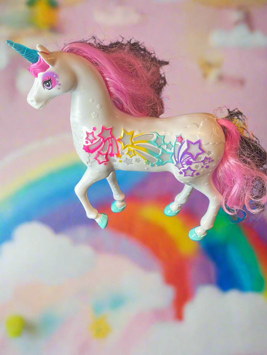 Barbie Dreamtopia Brush N' Sparkle Unicorn Toy With Sounds 12" Tall x 9" Long
