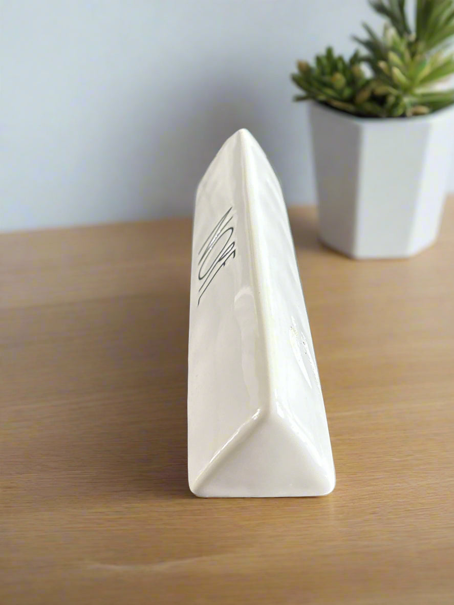Rae Dunn NOPE Triangular Paperweight Desk Sign Artisan Collection Ceramic