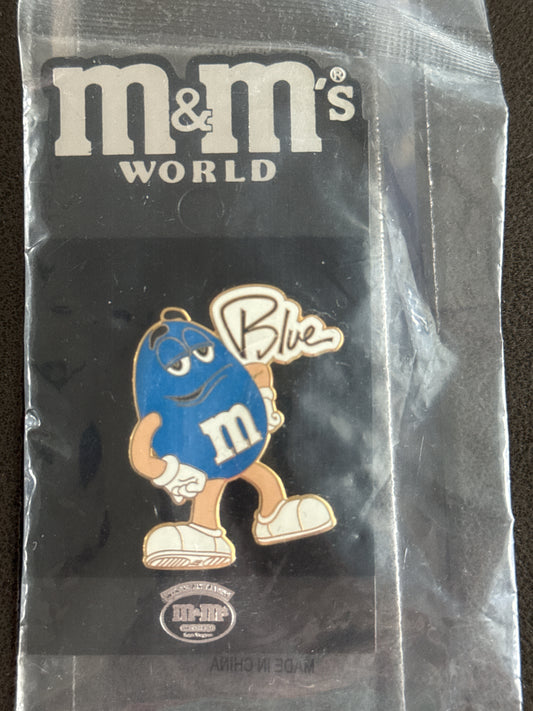 Blue M&M World Lapel Pin New in Plastic. Very Rare