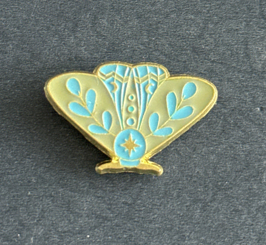 Gold Tone Costume Enamel Butterfly Moth Brooch Pin Cobalt Blue