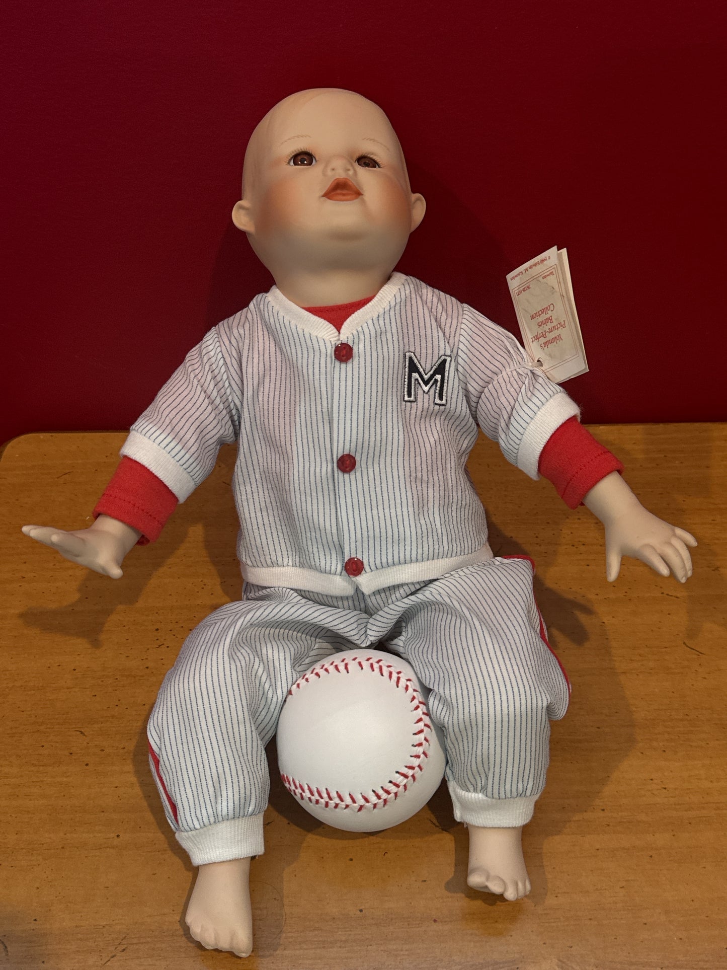 Yolanda Bello Michael Baseball Player Vintage Porcelain Collectible Boy Doll No Hat 14" Tall