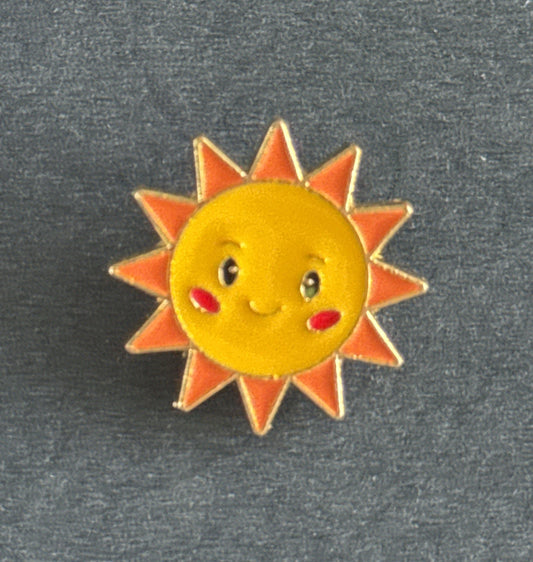 Sun Enamel Pin Smiling Orange