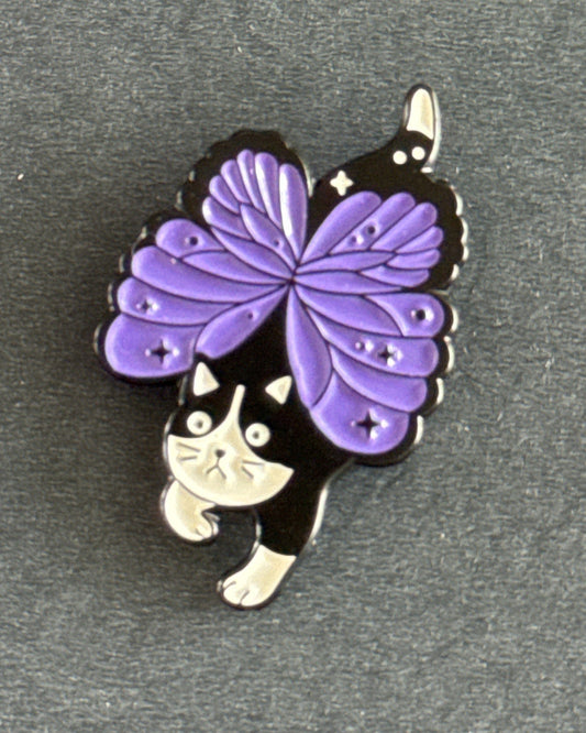 Cat Butterfly Cute Kitty With Wings Enamel Pin Badge Brooch