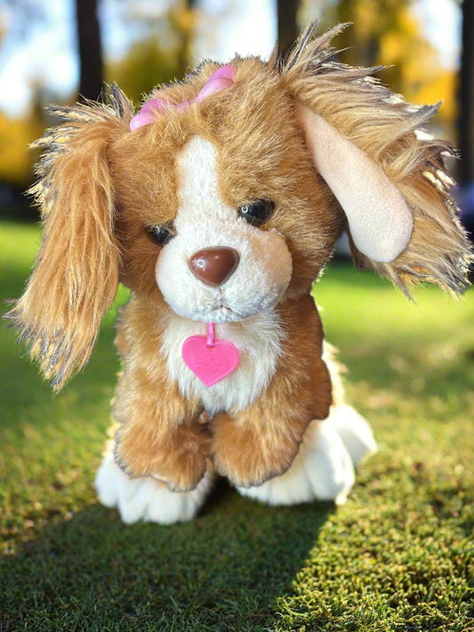 AniMagic Sparkle My Glowing Puppy Dog 12" Plush Sound Light-Up Brown Works