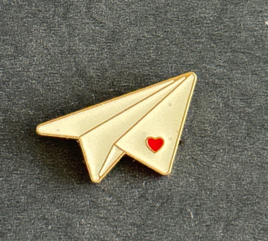 Sending Love Heart On Paper Airplaine Enamel Pin