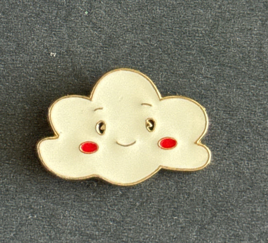 White Cloud w/ Face Enamel Pin