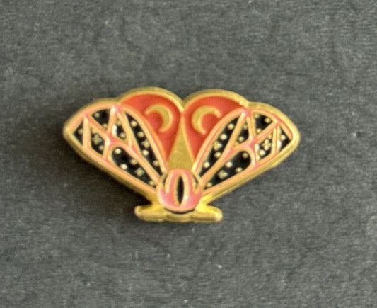Gold Tone Costume Enamel Butterfly Moth Brooch Pin Pink Black