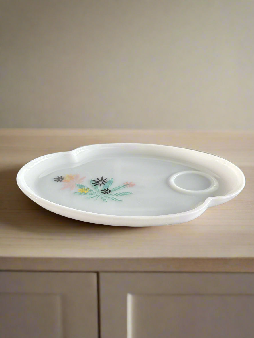 Vintage 1950's Snack Plate Federal Glass Atomic Flower Mid Century 10.25" x 7"