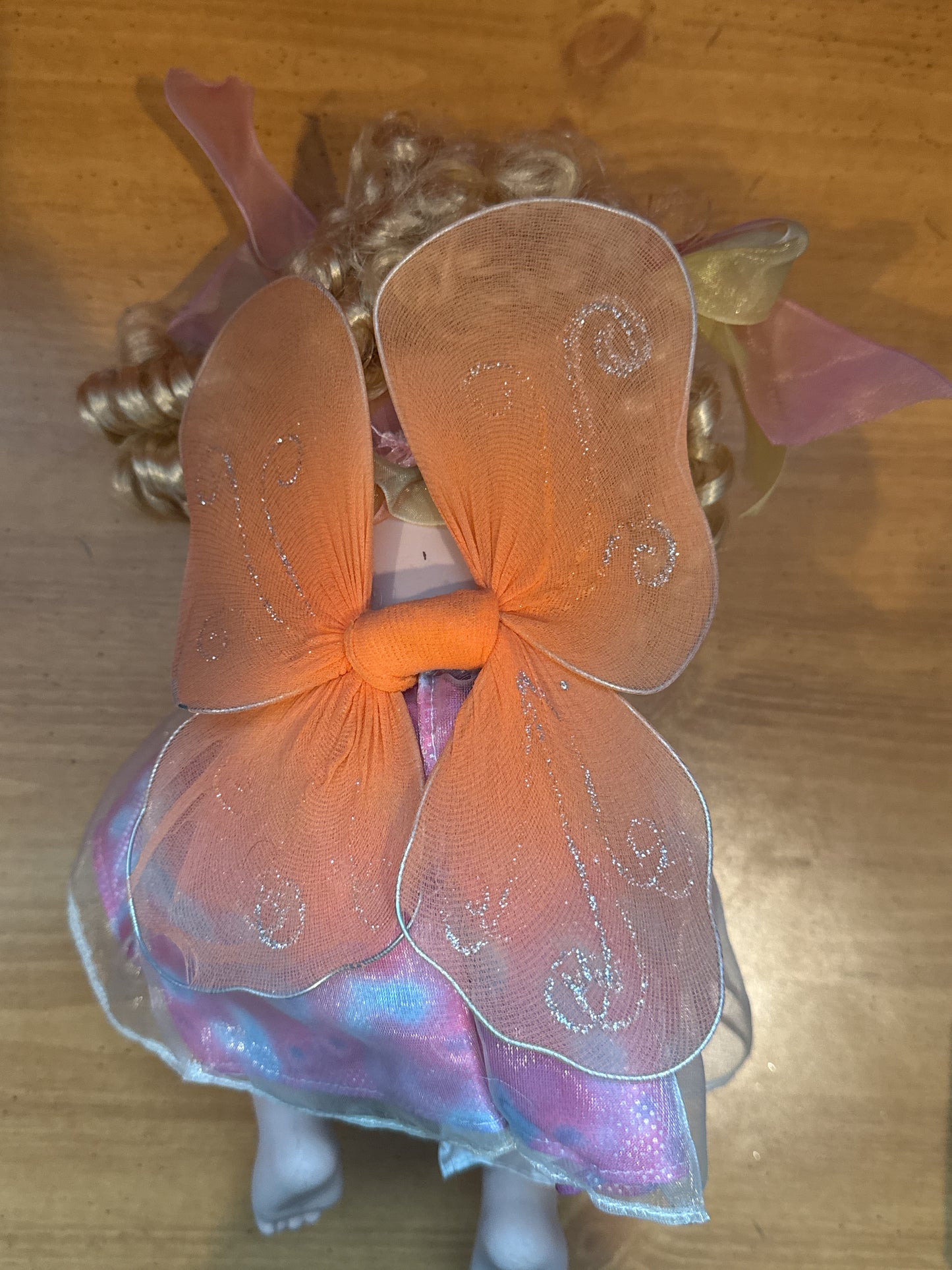 Vintage Lil Papillon Cute Chubby Angel Fairy w/ Butterfly Porcelain Collectible Doll 11" Fantasy