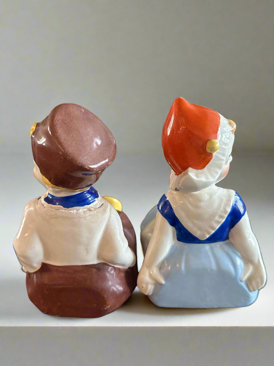 Czechoslovakian Dutch Girl & Boy Bookends. Rare! Super Cute! 6" Tall