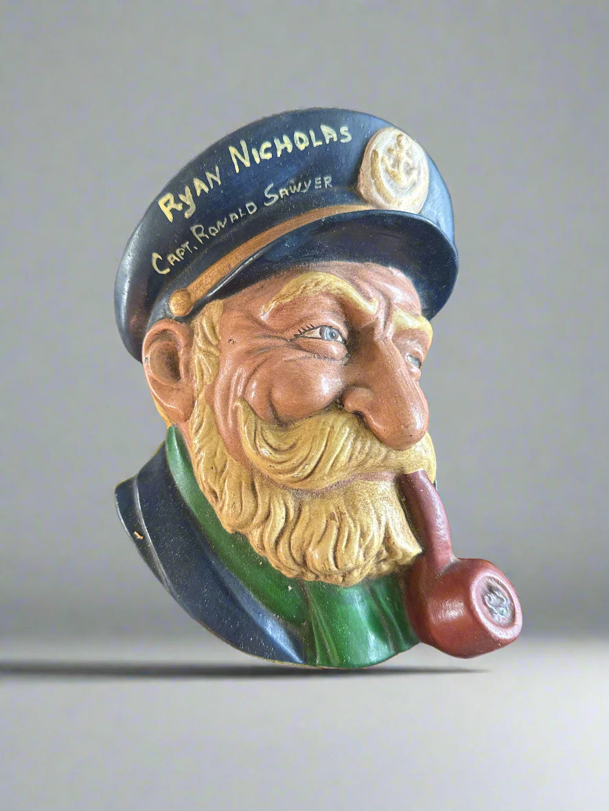 Nautical Boat Captain Sailor Face Wall Mount Figure Smoking Pipe Decor Ryan Nicholas