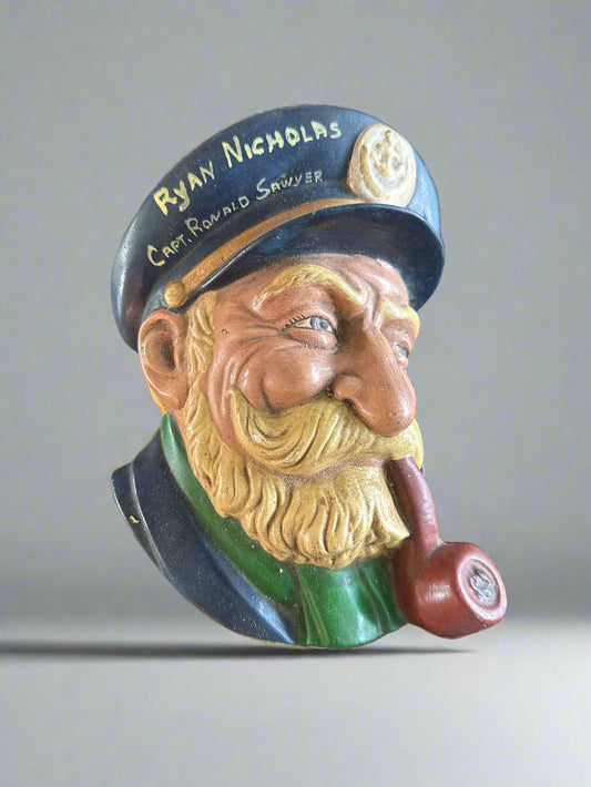 Nautical Boat Captain Sailor Face Wall Mount Figure Smoking Pipe Decor Ryan Nicholas