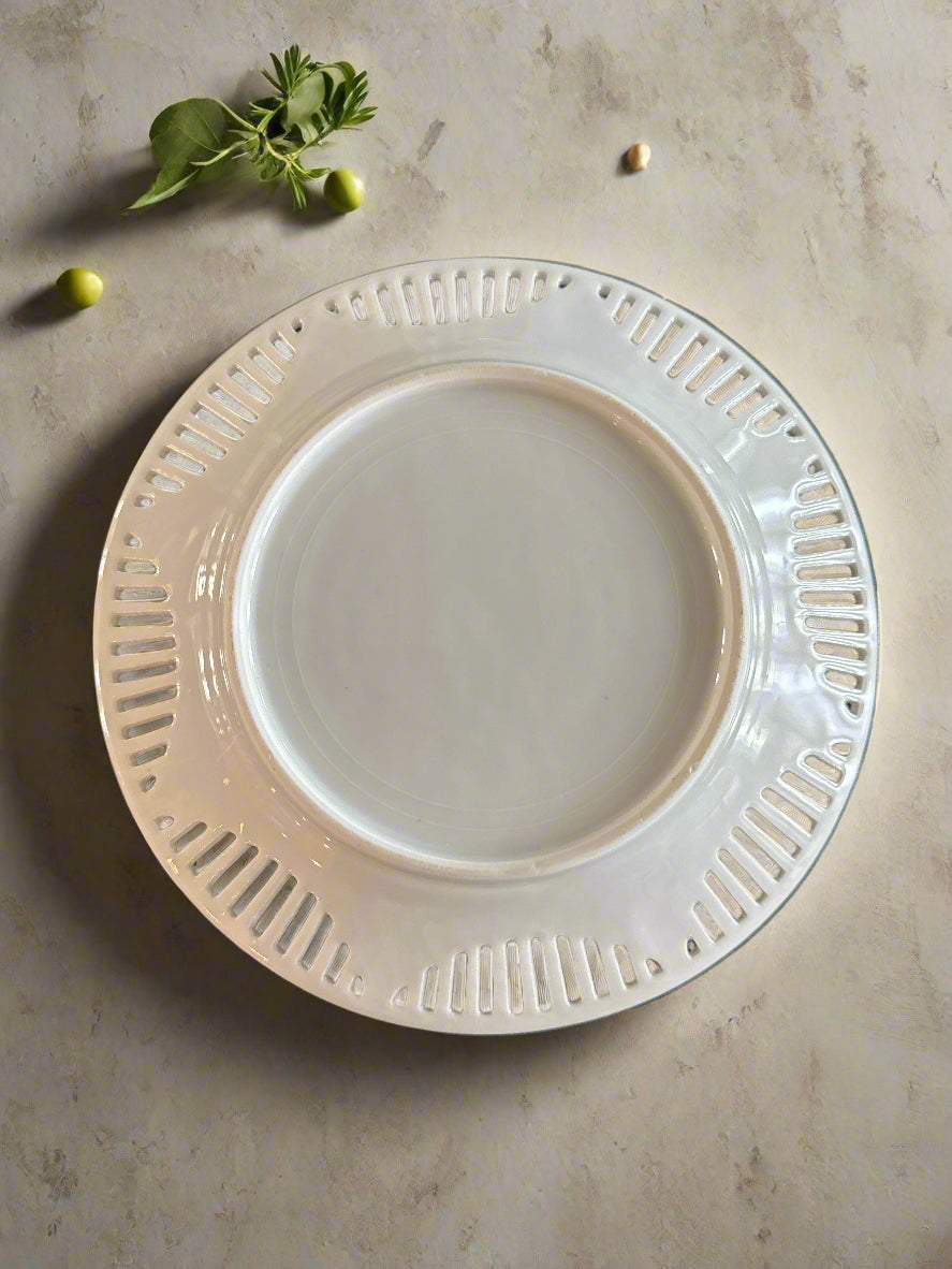 Vintage Eleanor Bavaria Reticulated Bowl 7.5" Wide Tiny Cabbage Roses Floral Swag