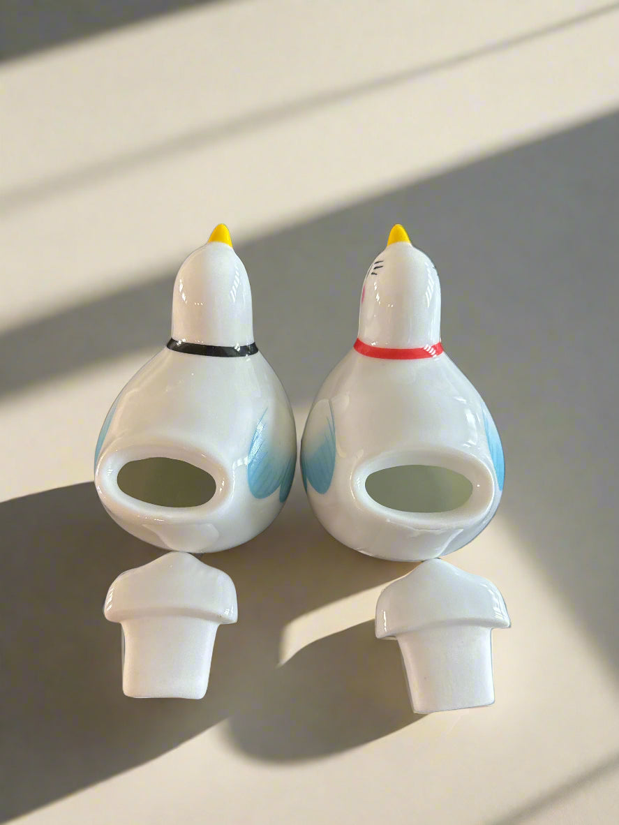 Ceramic Turtle Dove Teriyaki or Oil & Vinegar Pourers Very Unique & Rare