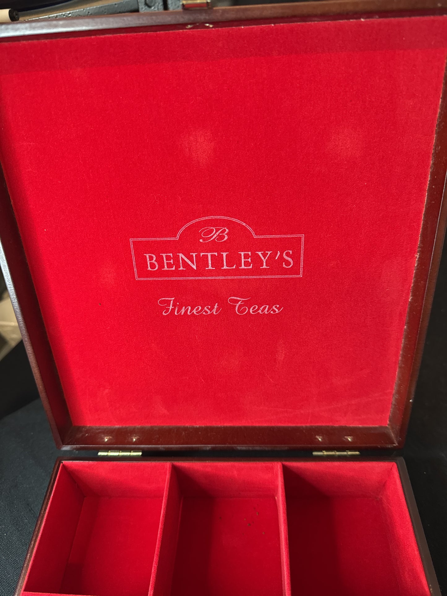 Vintage Bentleys Finest Tea Chest Wood Box 6 Compartments 9.25" x 10" Empty