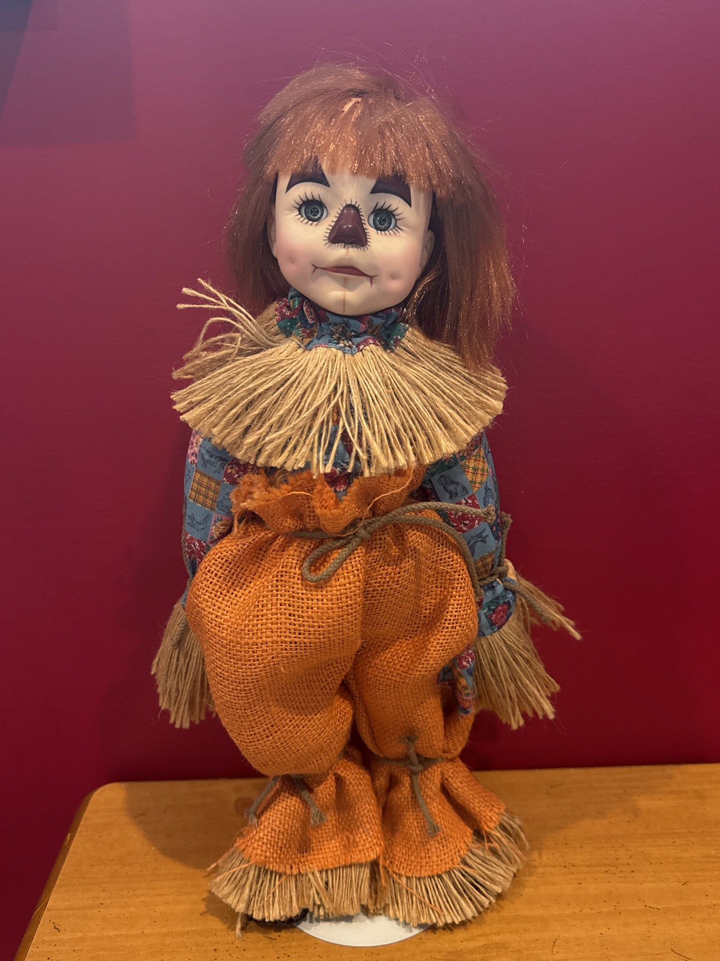 Effanbee Vintage 1978 Faith Wick Scarecrow Porcelain Doll 18" The Wizard of Oz No Hat