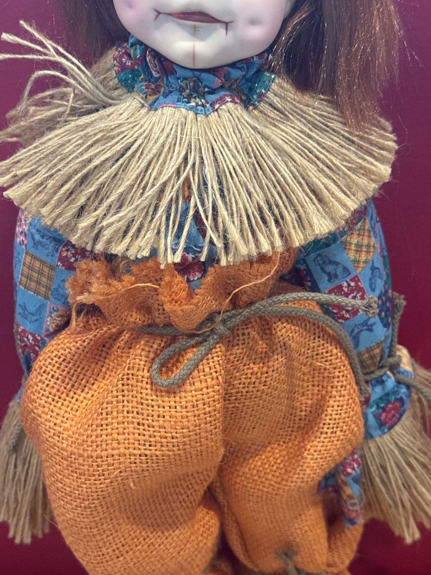 Effanbee Vintage 1978 Faith Wick Scarecrow Porcelain Doll 18" The Wizard of Oz No Hat