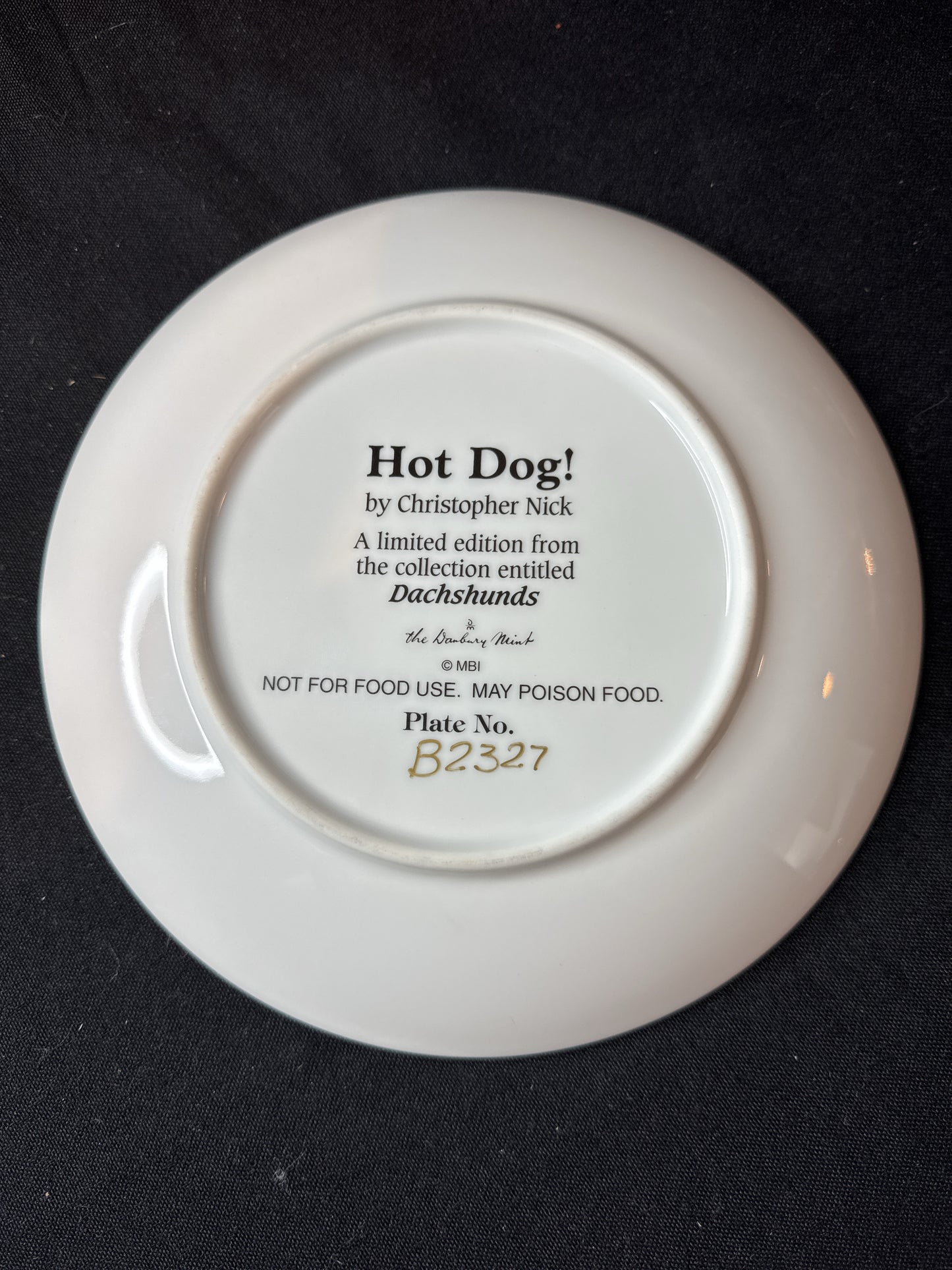 Dachshunds Puppy Dog, Hot Dog! Christopher Nick The Danbury Mint Plate 8.25" Wide