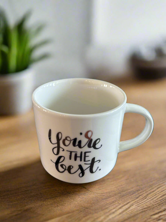 Porcelain Coffee Cup Mug You're The Best White and Gold 3.5" Tall