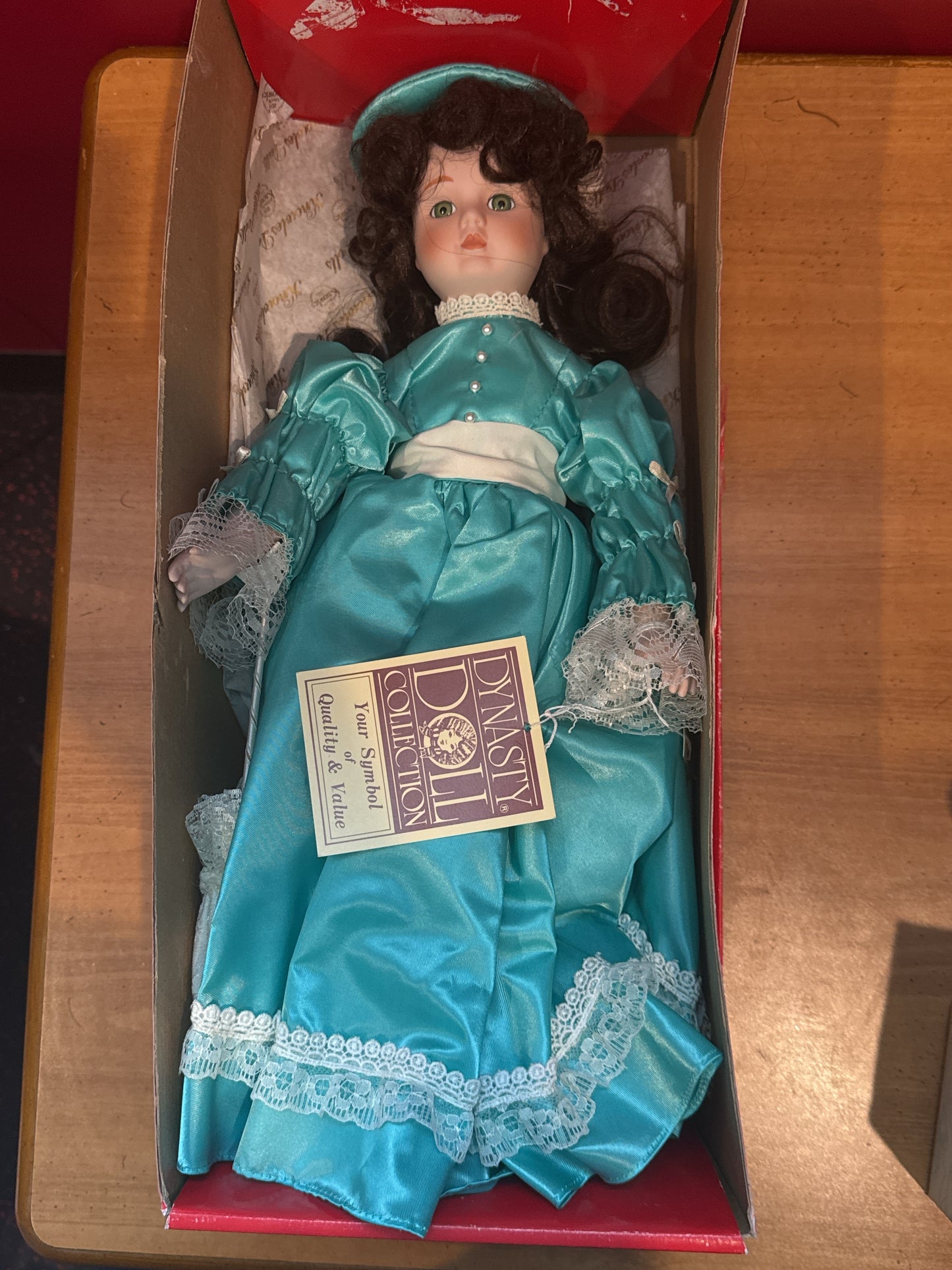 Dynasty Doll Collection Porcelain Doll Francine 16" Tall w/ Tag & Hallmark On Neck In Original Box