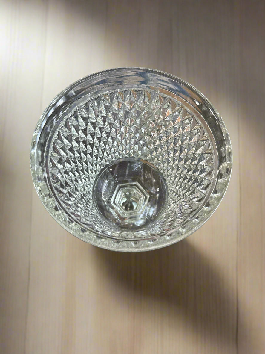 Vintage Indiana Glass Diamond Point Crystal Pedestal Apothecary Candy Dish 10.75" Tall
