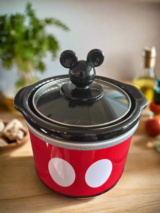 Disney Mickey Mouse Red & Black .65 Quart Mini Crock Pot, Brand New in Box