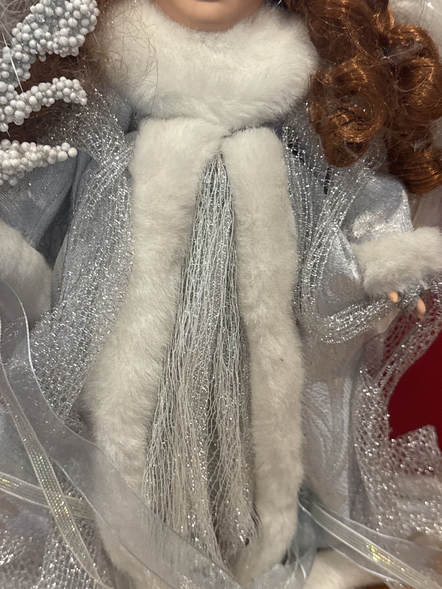 Bisque Collectible Doll Porcelain Angel Doll 14" Tall Collector's Choice Reddish Brown Hair Blue Eyes