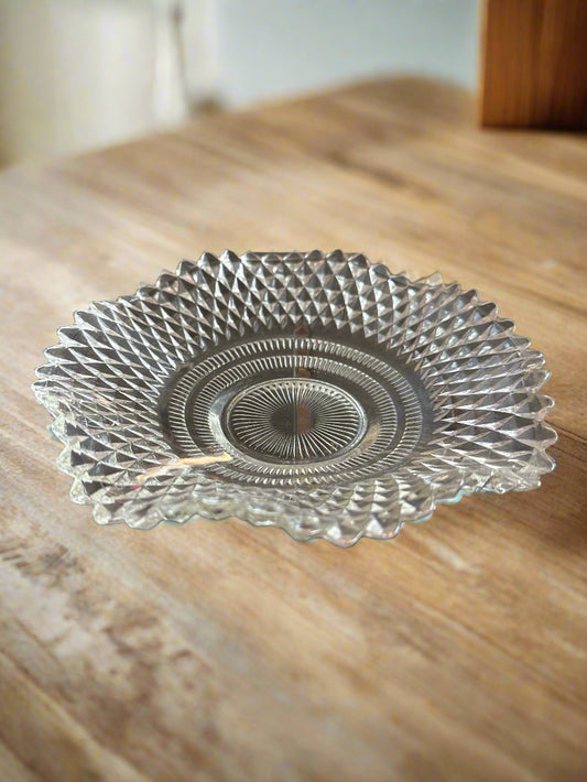 Vintage Indiana Pressed Clear Glass Candy Dish 7" Wide