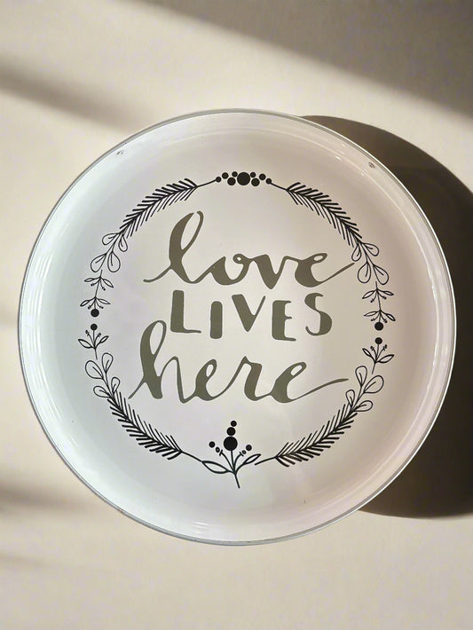 Household Farmhouse Decor Love Lives Here Hanging Metal Wall Decor 12" Wide