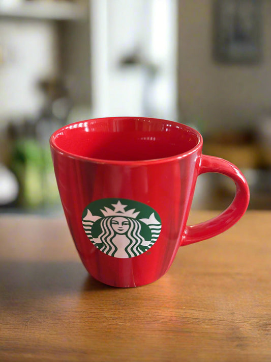 Starbucks Coffee Mug Cup Red Holiday Christmas 2022 12oz Ceramic Logo Red/Black Swirl
