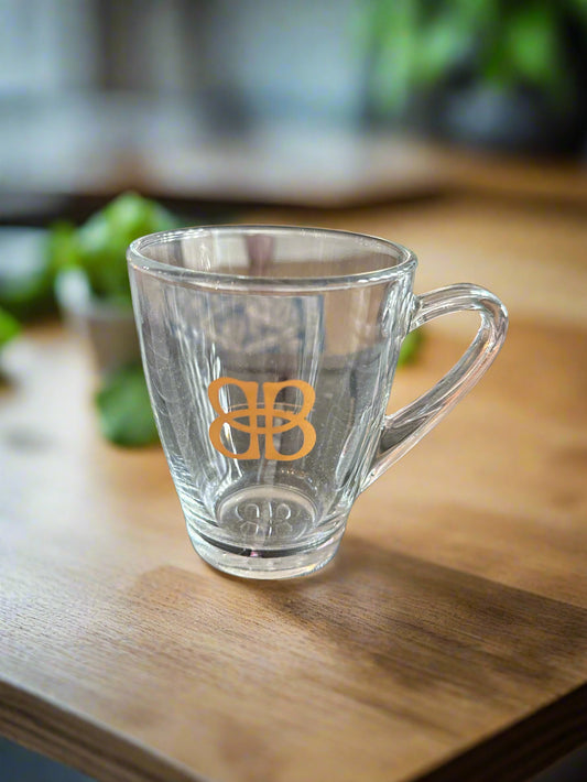 Bailey's Double B Original Irish Cream Clear Glass Coffee Mug Cup With Fill Line on Reverse