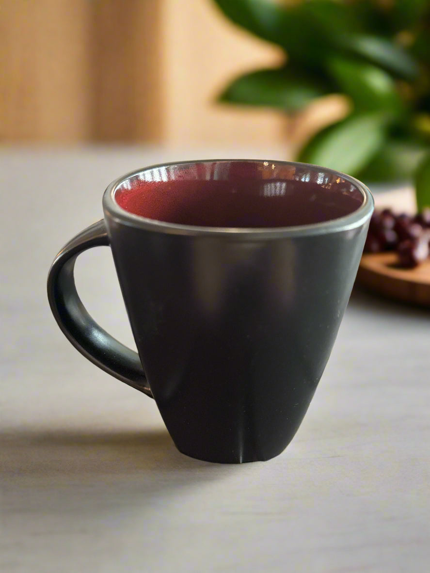 Black Coffee Mug Cup with Red Interior Gibson 4.25" Tall