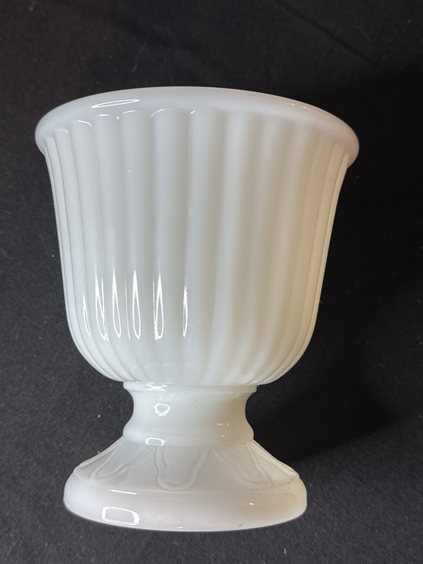 Vintage Inarco USA Milk Glass Footed Ribbed Vase W-5451 5" W x 5.75" T