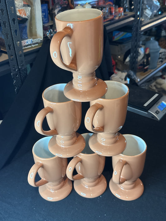 Irish Coffee Mugs Set of 6 with Pedestal 6.25" Tall