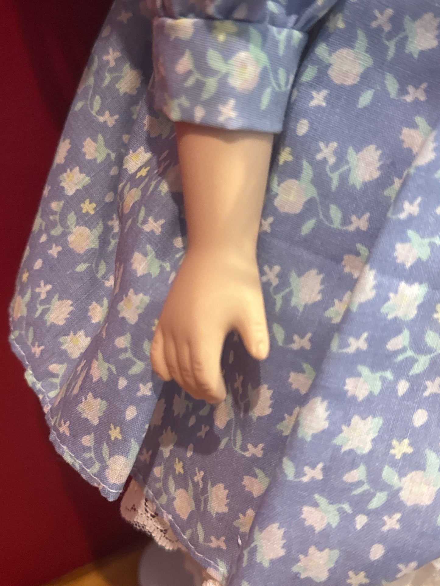 Porcelain Collectible Doll by House of LLoyd Crying Doll w/ Tears Blue Dress Blonde Hair 16"
