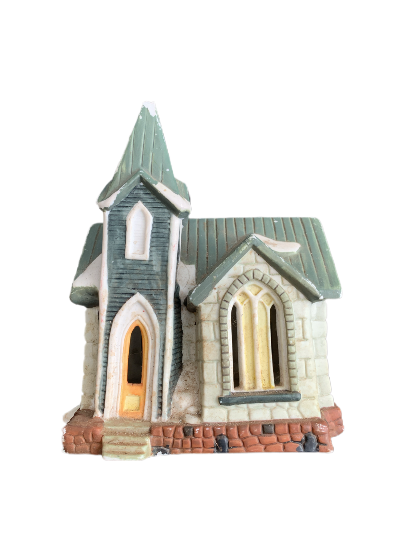 St. Christopher's Church Lighted Porcelain Christmas Village Building Santa Best 7" Tall