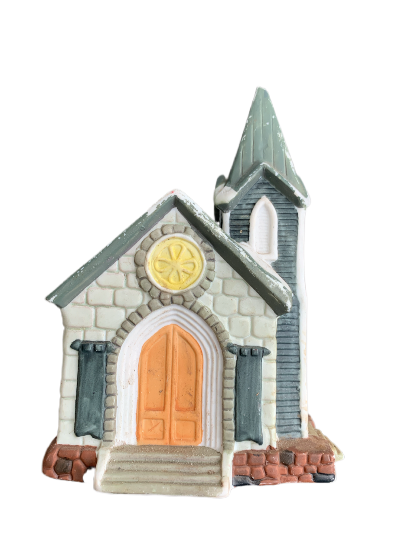 St. Christopher's Church Lighted Porcelain Christmas Village Building Santa Best 7" Tall